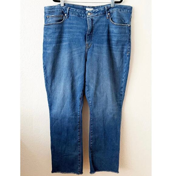 Good American Womens Good Legs High Rise Straight Leg Raw Hem Stretch Jeans Plus - Picture 1 of 10